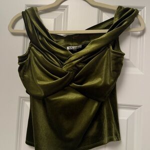 Reformation Deep Green Velvet Blouse